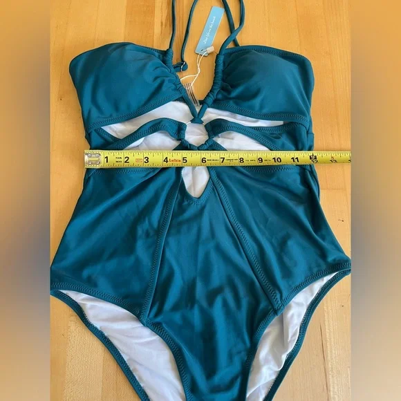NWT* ๐๏ธCupshe Teal Green O-Ring Cutout One Piece Swimsuit NEW Size Medium ๐ - Picture 10 of 13